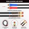 Nilight 12 FT Air Line Hose Assembly Rubber with 1/2″ NPT Swivel Fitting Straight Heavy Duty Power Hoses Set Spring Guard Grips DOT Fittings for Semi Truck Trailer Tractor(12FT Air Lines)