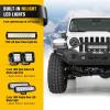 Nilight Front Windshield Frame Cover Roof Sun Visor Cowl Body Armor with 4 x LED Lights Compatible with 2007-2018 Jeep Wrangler JK JKU Unlimited, Windscreen Rack Protector Stand(JK/JL/JT Front Bumper w/Lights 2007-2025)
