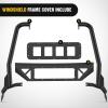 Nilight Front Windshield Frame Cover Roof Sun Visor Cowl Body Armor with 4 x LED Lights Compatible with 2007-2018 Jeep Wrangler JK JKU Unlimited, Windscreen Rack Protector Stand(JL/JT Windshield Frame Cover)