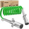 Nilight 12 FT Air Line Hose Assembly Rubber with 1/2″ NPT Swivel Fitting Straight Heavy Duty Power Hoses Set Spring Guard Grips DOT Fittings for Semi Truck Trailer Tractor(12FT Green ABS Cable)