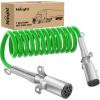 Nilight 12 FT Air Line Hose Assembly Rubber with 1/2″ NPT Swivel Fitting Straight Heavy Duty Power Hoses Set Spring Guard Grips DOT Fittings for Semi Truck Trailer Tractor(15FT Green ABS Cable)