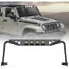 Nilight Front Windshield Frame Cover Roof Sun Visor Cowl Body Armor with 4 x LED Lights Compatible with 2007-2018 Jeep Wrangler JK JKU Unlimited, Windscreen Rack Protector Stand(JK Windshield Frame Cover)