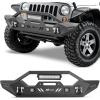 Nilight Front Windshield Frame Cover Roof Sun Visor Cowl Body Armor with 4 x LED Lights Compatible with 2007-2018 Jeep Wrangler JK JKU Unlimited, Windscreen Rack Protector Stand(JK/JL/JT Front Bumper w/Lights 2007-2025)