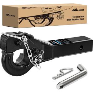 Nilight 2Pcs Bolt-On Tow Hooks with Spring Clip 10,000LBS 2Pcs Black Forged Recovery Tow Hooks Compatible with Jeep Ford Dodge Chevy GMC Toyota Pickup Truck(Pintle Hitch)