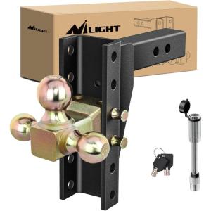 Nilight 2Pcs Bolt-On Tow Hooks with Spring Clip 10,000LBS 2Pcs Black Forged Recovery Tow Hooks Compatible with Jeep Ford Dodge Chevy GMC Toyota Pickup Truck(Tri-Ball Trailer Hitch Adjustable)