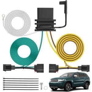 Nilight 4 Pin Trailer Wiring Harness Kit 56009 Vehicle Standard 4 Way Connector Custom for 2007 2008 2009 2010 2011 2012 2013 Jeep Grand Cherokee Simple Fit Tow Hitch Harness(2007-2013 Jeep Grand Cherokee)