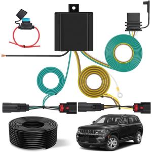 Nilight 4 Pin Trailer Wiring Harness Kit 56009 Vehicle Standard 4 Way Connector Custom for 2007 2008 2009 2010 2011 2012 2013 Jeep Grand Cherokee Simple Fit Tow Hitch Harness(2022-2024 Jeep Grand Cherokee)