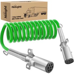 Nilight Glad Hands Grips Set with Seals Heavy Duty Gladhand Extension Handles Kit Emergency & Service Brake Air Hose Coupling Connectors for Semi Truck Trailer Brake System 1 Pair(15FT Green ABS Cable)