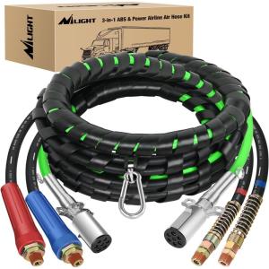 Nilight Glad Hands Grips Set with Seals Heavy Duty Gladhand Extension Handles Kit Emergency & Service Brake Air Hose Coupling Connectors for Semi Truck Trailer Brake System 1 Pair(15FT Air Lines)