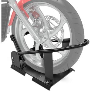 Nilight Motorcycle Wheel Chock 1800 lbs Capacity Wheel Cradle Holder Heavy-Duty Standard Steel Motorcycle Front Wheel Stand with 3 Adjustable Holes for 15″-21″ Off-Road Motorcycles Black(Motorcycle Front Wheel Stand 15″-21″)
