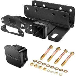 Nilight Windshield Frame Cover Light Bracket for 2021 2022 2023 2024 2025 2026 New Ford Bronco 2/4 Door Accessories Roof Sun Visor Cowl Body Armor with 4 x LED Lights Black(Trailer Hitch Receiver)