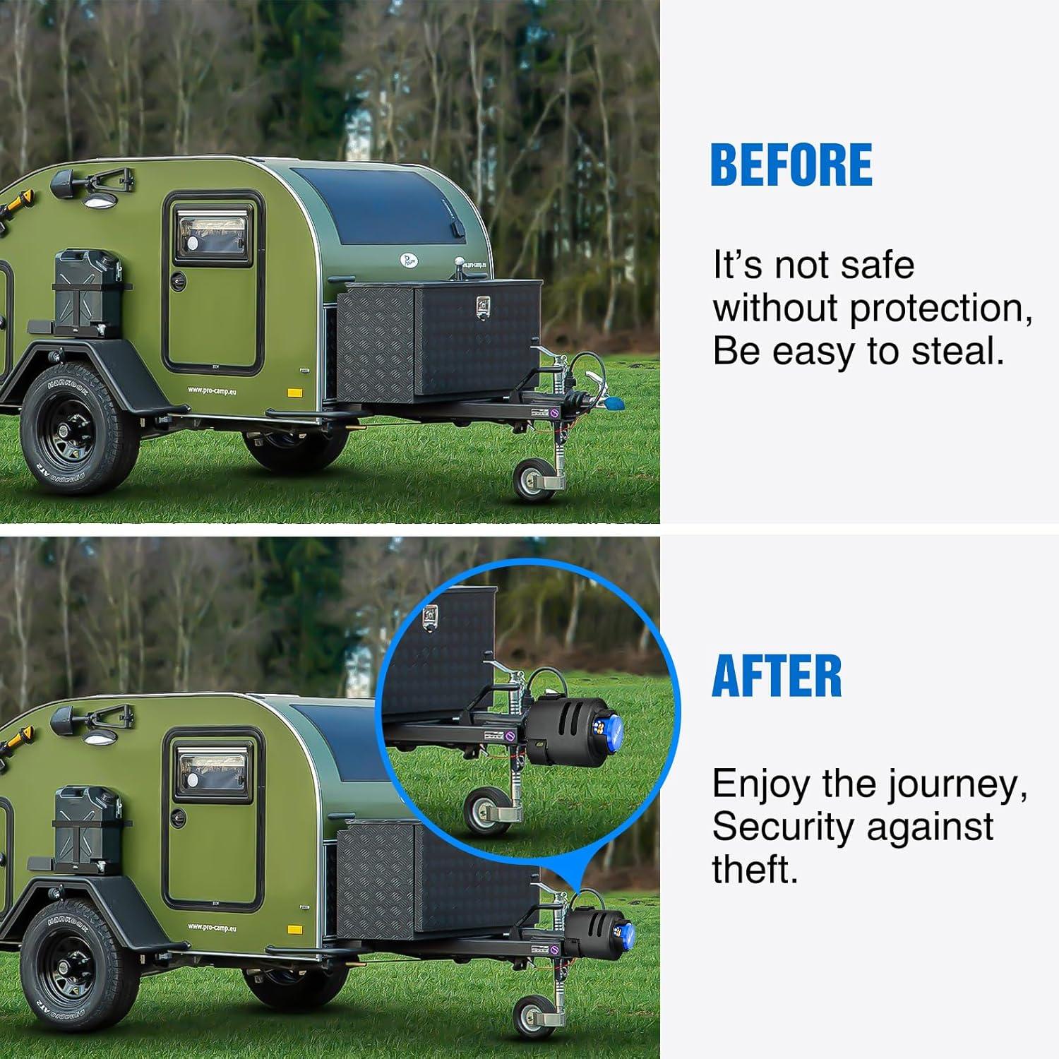 image:imageNilight 2516 Trailer Lock Heavy Duty AntiTheft Trailer Hitch Locks Fit for 2 516 Inch Ball Coupler Safety Chains Trailer Tongue Lock Set with Key PryResistant Brass Core for Trailer Boat RV