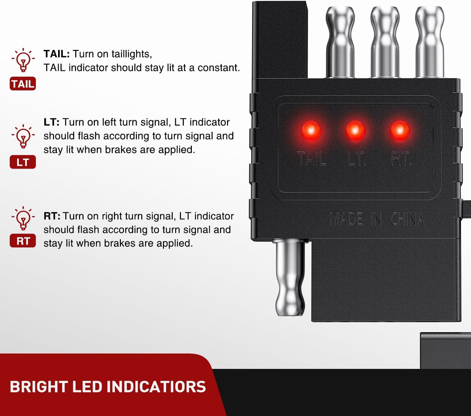 image:imageNilight 4 Way Flat Trailer Wiring Circuit Tester Male Female Double End Wire 4 Pin Test with LED Light Indicator for Turn Signal Tail Lights Trouble Shooting