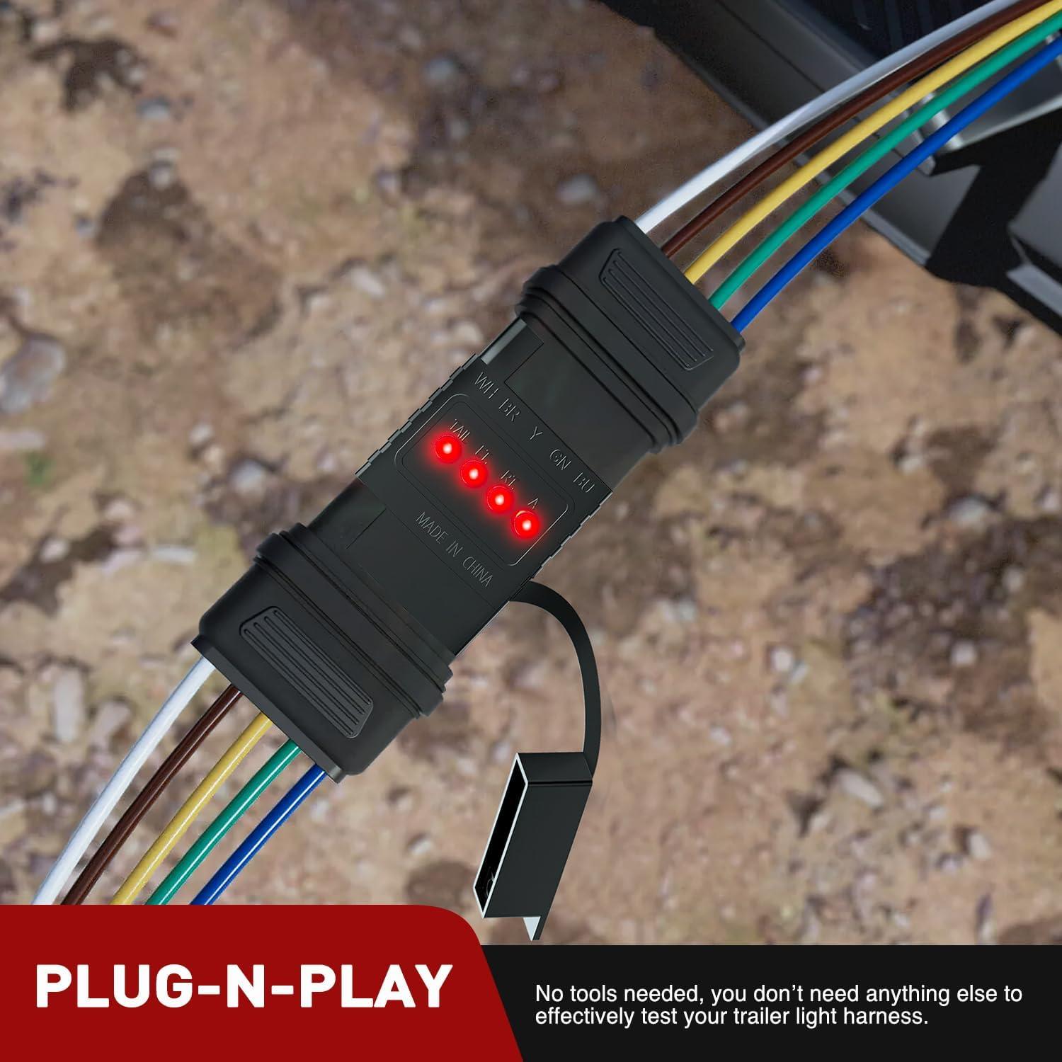 image:imageNilight 5 Way Flat Trailer Wiring Tester Male Female Double End Wire Circuit 5 Pin Light Test with LED Indicator for Turn Signal Brake Reverse Tail Lights Trouble Shooting