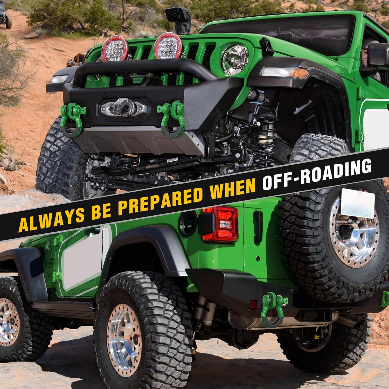 image:imageNilight Heavy Duty Mega DRing Shackles2 Pack w 78 Screw Pin amp isolators 68000 lb Break Strength17000 lb WLL Forged Steel OffRoad Recovery Shackles for Tow Strap amp Winch Gear WhiteDark Green 34 2 Pack