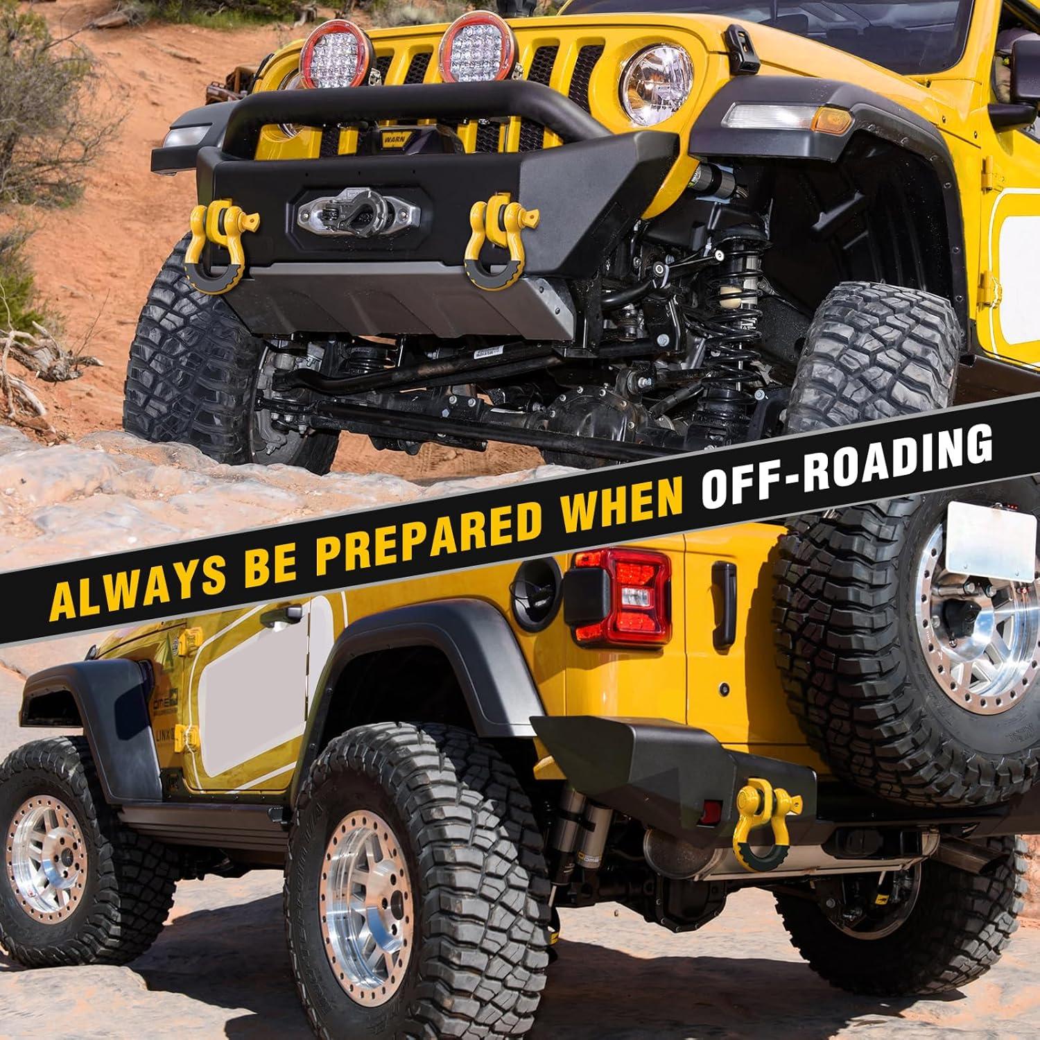 image:imageNilight Heavy Duty Mega DRing Shackles2 Pack w 78 Screw Pin amp isolators 68000 lb Break Strength17000 lb WLL Forged Steel OffRoad Recovery Shackles for Tow Strap amp Winch Gear WhiteYellow 34 2 Pack