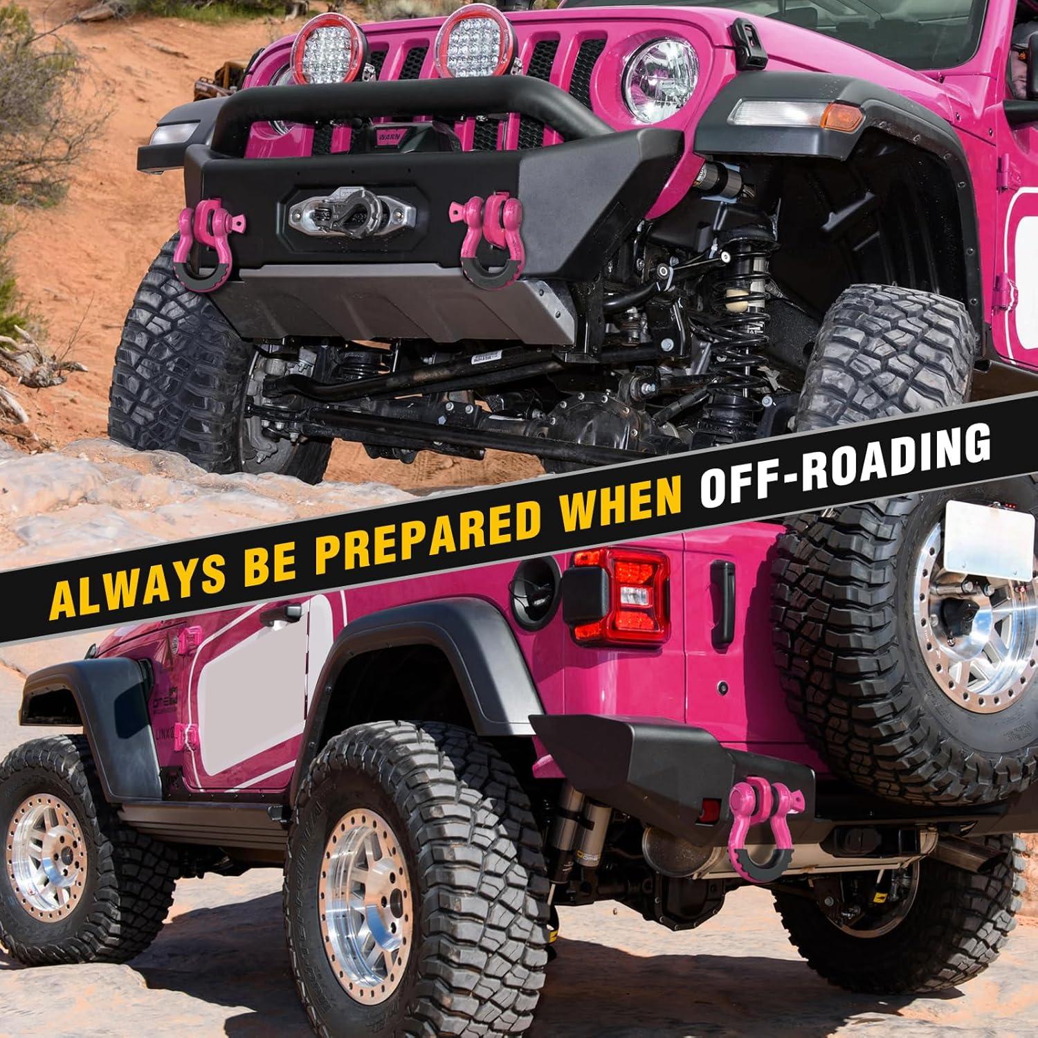 image:imageNilight Heavy Duty Mega DRing Shackles2 Pack w 78 Screw Pin amp isolators 68000 lb Break Strength17000 lb WLL Forged Steel OffRoad Recovery Shackles for Tow Strap amp Winch Gear WhiteMagenta 34 2 Pack