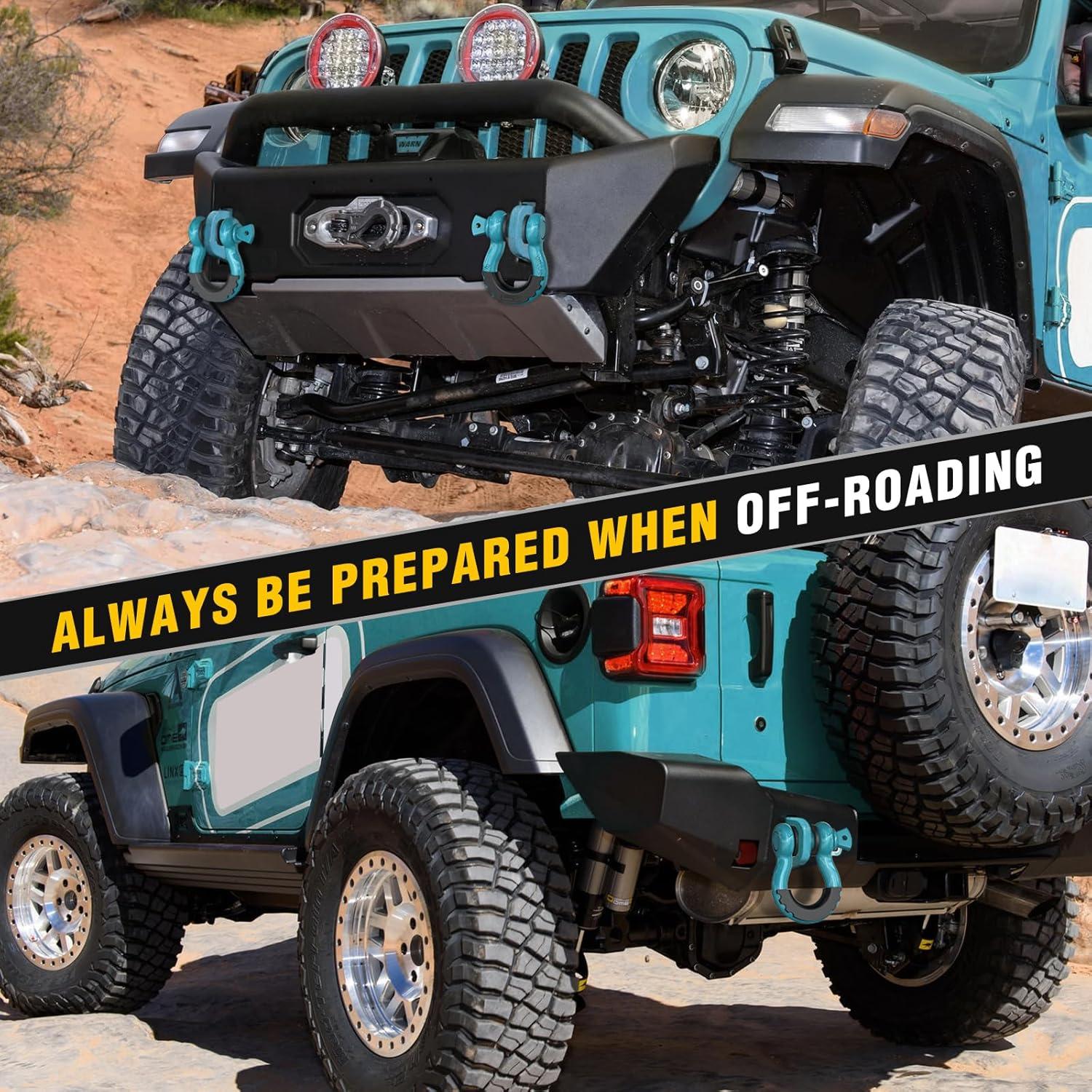 image:imageNilight Heavy Duty Mega DRing Shackles2 Pack w 78 Screw Pin amp isolators 68000 lb Break Strength17000 lb WLL Forged Steel OffRoad Recovery Shackles for Tow Strap amp Winch Gear WhiteTeal 34 2 Pack