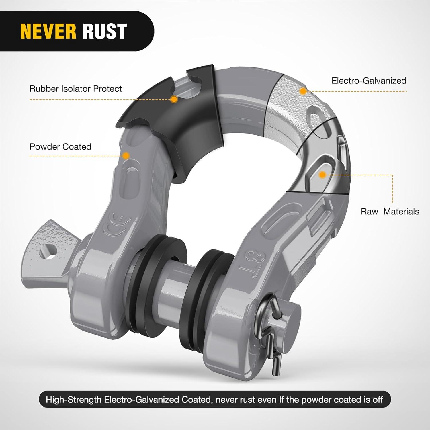 image:imageNilight Heavy Duty Mega DRing Shackles2 Pack w 78 Screw Pin amp isolators 68000 lb Break Strength17000 lb WLL Forged Steel OffRoad Recovery Shackles for Tow Strap amp Winch Gear WhiteSilver Gray31 Ton Mega