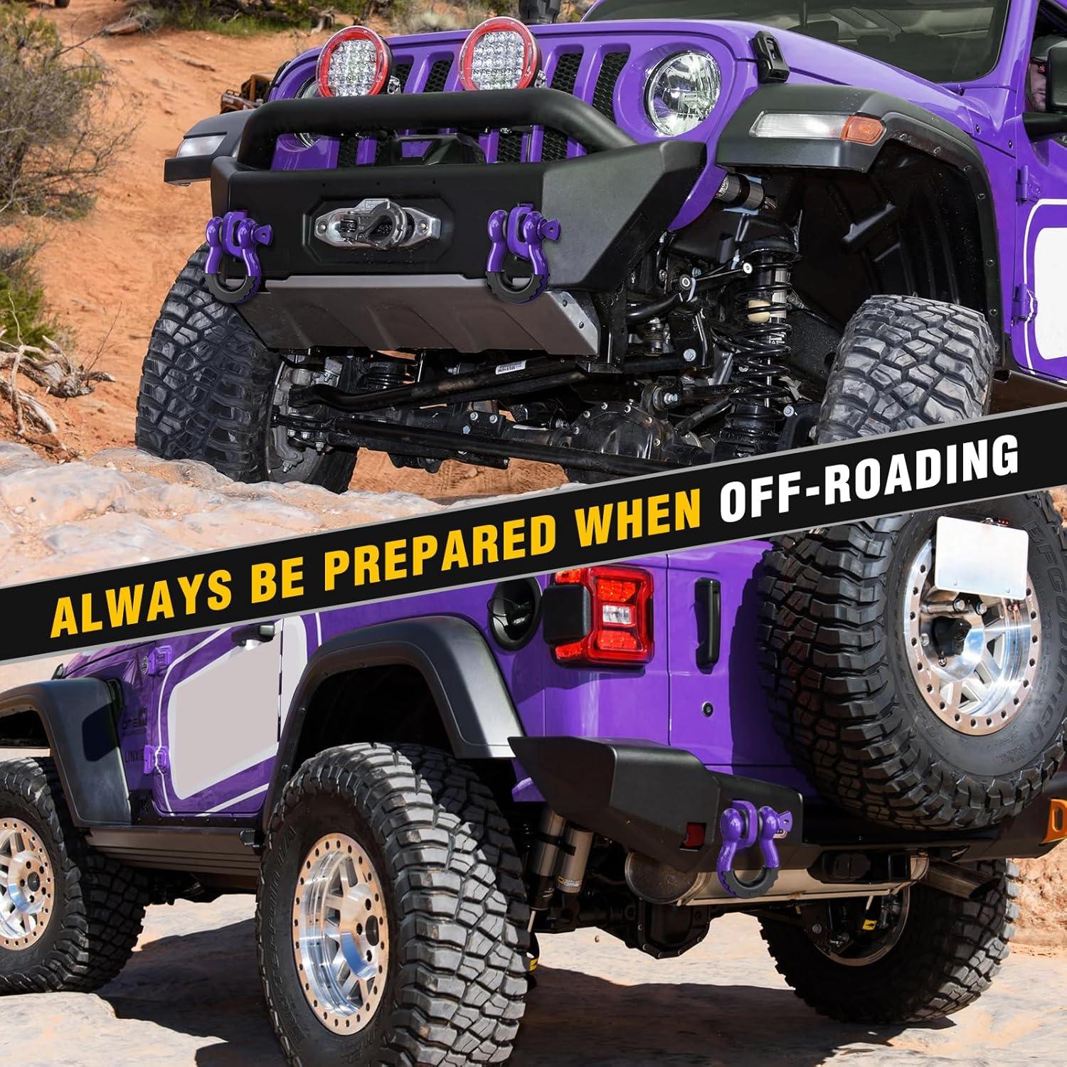 image:imageNilight Heavy Duty Mega DRing Shackles2 Pack w 78 Screw Pin amp isolators 68000 lb Break Strength17000 lb WLL Forged Steel OffRoad Recovery Shackles for Tow Strap amp Winch Gear WhitePurple 34 2 Pack