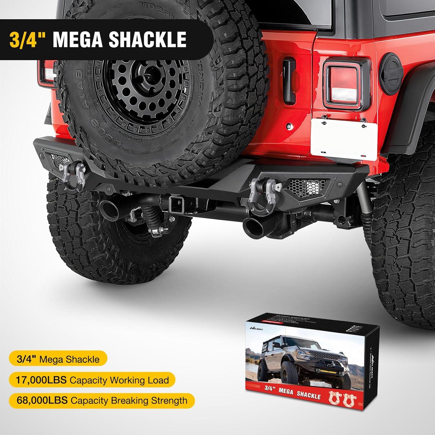 image:imageNilight Heavy Duty Mega DRing Shackles2 Pack w 78 Screw Pin amp isolators 68000 lb Break Strength17000 lb WLL Forged Steel OffRoad Recovery Shackles for Tow Strap amp Winch Gear WhiteSilver Gray31 Ton Mega