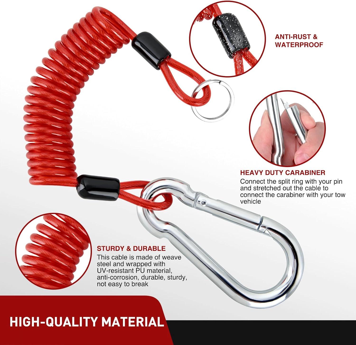 image:imageNilight Trailer Breakaway Switch with 4FT Heavy Duty Stainless Steel Spring Coiled Electric Break Cable Wire with Pull Pin Fit for RV Vehicle Truck Towing Hitch Camper Boat4FT