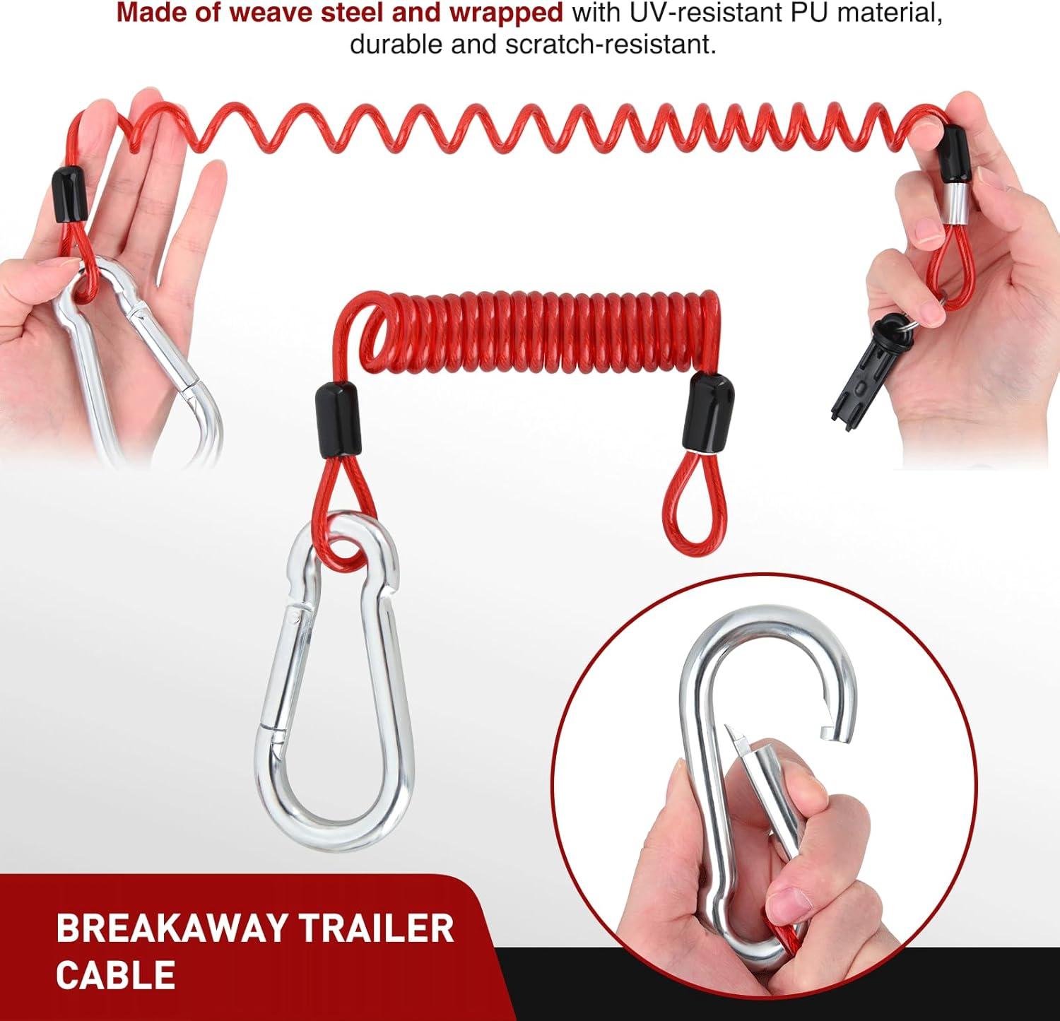 image:imageNilight Trailer Breakaway Switch with 4FT Heavy Duty Stainless Steel Spring Coiled Electric Break Cable Wire with Pull Pin Fit for RV Vehicle Truck Towing Hitch Camper Boat4FT wSwitch