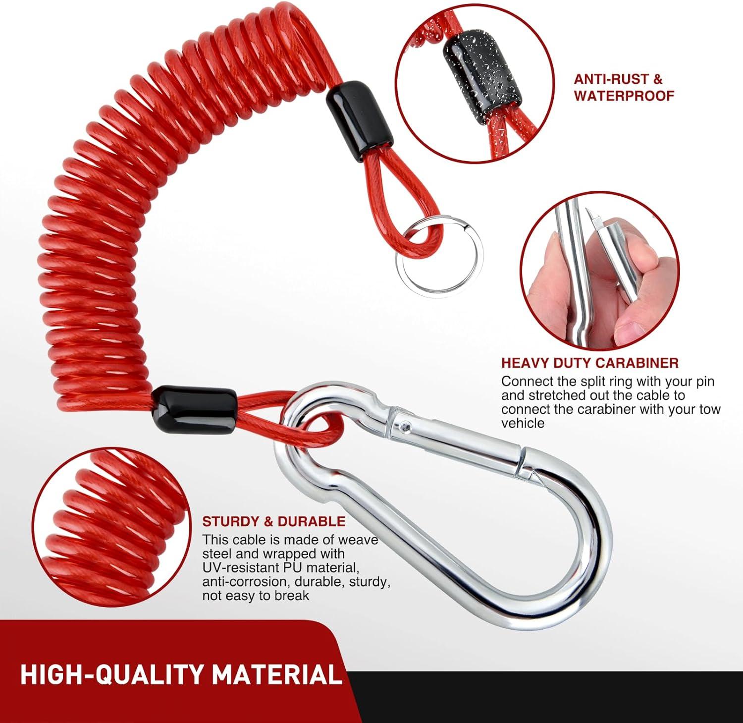 image:imageNilight Trailer Breakaway Switch with 4FT Heavy Duty Stainless Steel Spring Coiled Electric Break Cable Wire with Pull Pin Fit for RV Vehicle Truck Towing Hitch Camper Boat6FT