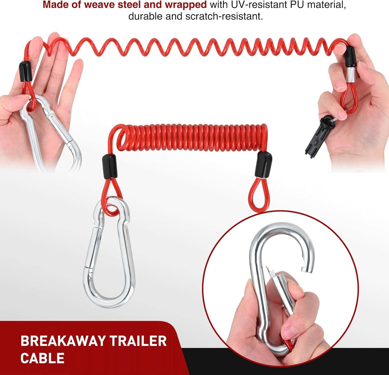 image:imageNilight Trailer Breakaway Switch with 4FT Heavy Duty Stainless Steel Spring Coiled Electric Break Cable Wire with Pull Pin Fit for RV Vehicle Truck Towing Hitch Camper Boat6FT wSwitch
