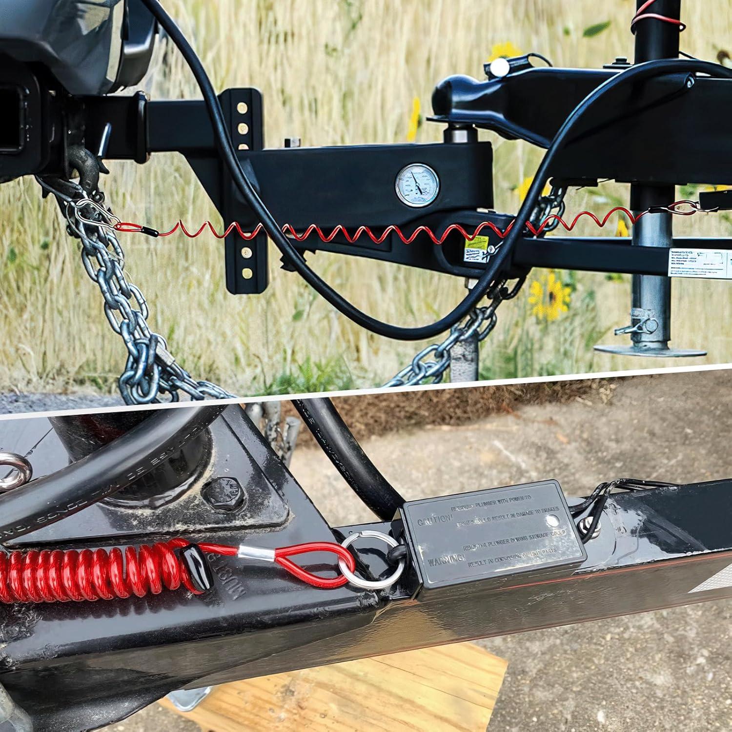 image:imageNilight Trailer Breakaway Switch with 4FT Heavy Duty Stainless Steel Spring Coiled Electric Break Cable Wire with Pull Pin Fit for RV Vehicle Truck Towing Hitch Camper Boat4FT