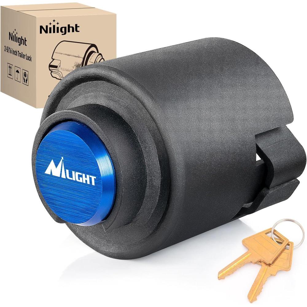 image:imageNilight 2516 Trailer Lock Heavy Duty AntiTheft Trailer Hitch Locks Fit for 2 516 Inch Ball Coupler Safety Chains Trailer Tongue Lock Set with Key PryResistant Brass Core for Trailer Boat RV