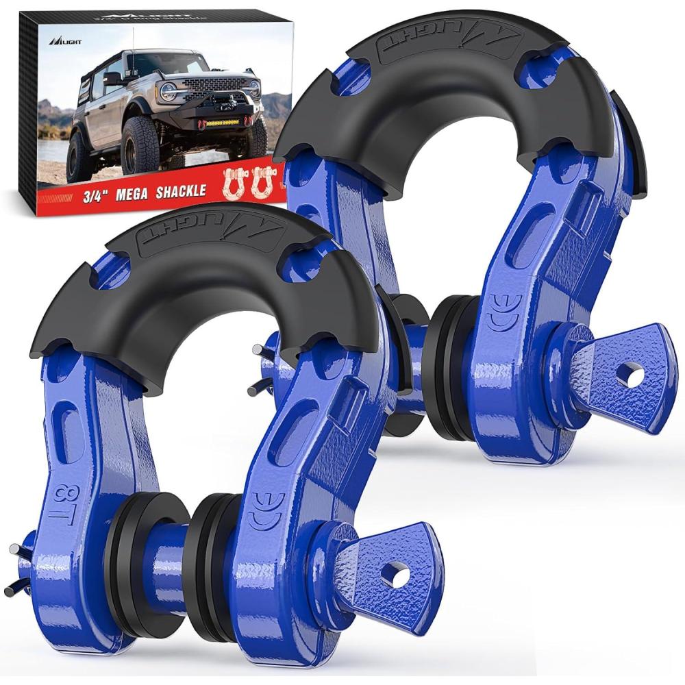 image:imageNilight Heavy Duty Mega DRing Shackles2 Pack w 78 Screw Pin amp isolators 68000 lb Break Strength17000 lb WLL Forged Steel OffRoad Recovery Shackles for Tow Strap amp Winch Gear WhiteBlue 34 31 Ton 2 Pack