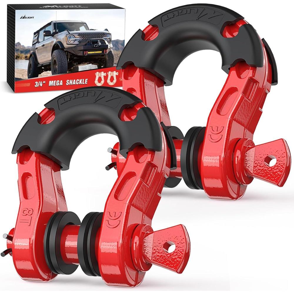image:imageNilight Heavy Duty Mega DRing Shackles2 Pack w 78 Screw Pin amp isolators 68000 lb Break Strength17000 lb WLL Forged Steel OffRoad Recovery Shackles for Tow Strap amp Winch Gear WhiteRed 34 31 Ton 2 Pack