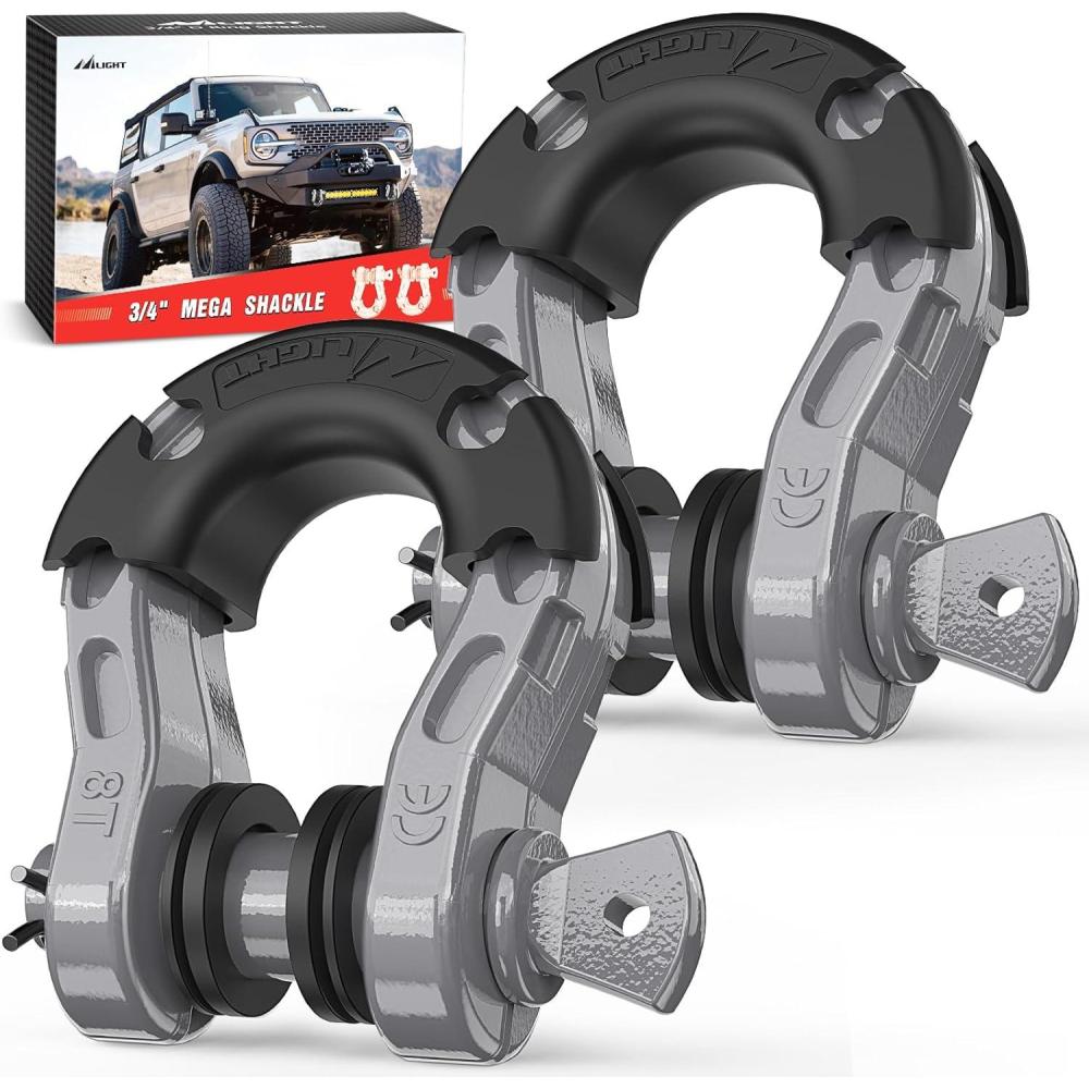 image:imageNilight Heavy Duty Mega DRing Shackles2 Pack w 78 Screw Pin amp isolators 68000 lb Break Strength17000 lb WLL Forged Steel OffRoad Recovery Shackles for Tow Strap amp Winch Gear WhiteSilver Gray31 Ton Mega