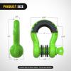 Nilight Heavy Duty Mega D-Ring Shackles(2 Pack) w/ 7/8″ Screw Pin & isolators, 68,000 lb Break Strength(17,000 lb WLL), Forged Steel Off-Road Recovery Shackles for Tow Strap & Winch Gear, White(Green 3/4″ 2 Pack)