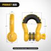 Nilight Heavy Duty Mega D-Ring Shackles(2 Pack) w/ 7/8″ Screw Pin & isolators, 68,000 lb Break Strength(17,000 lb WLL), Forged Steel Off-Road Recovery Shackles for Tow Strap & Winch Gear, White(Yellow 3/4″ 2 Pack)