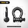 Nilight Heavy Duty Mega D-Ring Shackles(2 Pack) w/ 7/8″ Screw Pin & isolators, 68,000 lb Break Strength(17,000 lb WLL), Forged Steel Off-Road Recovery Shackles for Tow Strap & Winch Gear, White(Black 3/4″ 2 Pack)