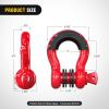 Nilight Heavy Duty Mega D-Ring Shackles(2 Pack) w/ 7/8″ Screw Pin & isolators, 68,000 lb Break Strength(17,000 lb WLL), Forged Steel Off-Road Recovery Shackles for Tow Strap & Winch Gear, White(Red 3/4″ 2 Pack)