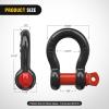 Nilight Heavy Duty Mega D-Ring Shackles(2 Pack) w/ 7/8″ Screw Pin & isolators, 68,000 lb Break Strength(17,000 lb WLL), Forged Steel Off-Road Recovery Shackles for Tow Strap & Winch Gear, White(Black Red 1/2″ 2 Pack)
