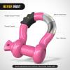 Nilight Heavy Duty Mega D-Ring Shackles(2 Pack) w/ 7/8″ Screw Pin & isolators, 68,000 lb Break Strength(17,000 lb WLL), Forged Steel Off-Road Recovery Shackles for Tow Strap & Winch Gear, White(Pink 3/4″ 2 Pack)