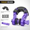 Nilight Heavy Duty Mega D-Ring Shackles(2 Pack) w/ 7/8″ Screw Pin & isolators, 68,000 lb Break Strength(17,000 lb WLL), Forged Steel Off-Road Recovery Shackles for Tow Strap & Winch Gear, White(Purple-31 Ton Mega)
