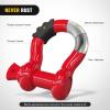 Nilight Heavy Duty Mega D-Ring Shackles(2 Pack) w/ 7/8″ Screw Pin & isolators, 68,000 lb Break Strength(17,000 lb WLL), Forged Steel Off-Road Recovery Shackles for Tow Strap & Winch Gear, White(Red 3/4″ 2 Pack)