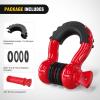 Nilight Heavy Duty Mega D-Ring Shackles(2 Pack) w/ 7/8″ Screw Pin & isolators, 68,000 lb Break Strength(17,000 lb WLL), Forged Steel Off-Road Recovery Shackles for Tow Strap & Winch Gear, White(Red 3/4″ 2 Pack)