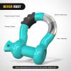 Nilight Heavy Duty Mega D-Ring Shackles(2 Pack) w/ 7/8″ Screw Pin & isolators, 68,000 lb Break Strength(17,000 lb WLL), Forged Steel Off-Road Recovery Shackles for Tow Strap & Winch Gear, White(Turquoise Green 3/4″ 2 Pack)