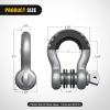 Nilight Heavy Duty Mega D-Ring Shackles(2 Pack) w/ 7/8″ Screw Pin & isolators, 68,000 lb Break Strength(17,000 lb WLL), Forged Steel Off-Road Recovery Shackles for Tow Strap & Winch Gear, White(Gray 3/4″ 2 Pack)