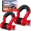 Nilight Heavy Duty Mega D-Ring Shackles(2 Pack) w/ 7/8″ Screw Pin & isolators, 68,000 lb Break Strength(17,000 lb WLL), Forged Steel Off-Road Recovery Shackles for Tow Strap & Winch Gear, White(Red 3/4″ 2 Pack)