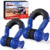 Nilight Heavy Duty Mega D-Ring Shackles(2 Pack) w/ 7/8″ Screw Pin & isolators, 68,000 lb Break Strength(17,000 lb WLL), Forged Steel Off-Road Recovery Shackles for Tow Strap & Winch Gear, White(Blue 3/4″ 2 Pack)