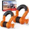 Nilight Heavy Duty Mega D-Ring Shackles(2 Pack) w/ 7/8″ Screw Pin & isolators, 68,000 lb Break Strength(17,000 lb WLL), Forged Steel Off-Road Recovery Shackles for Tow Strap & Winch Gear, White(Orange 3/4″ 2 Pack)