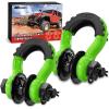 Nilight Heavy Duty Mega D-Ring Shackles(2 Pack) w/ 7/8″ Screw Pin & isolators, 68,000 lb Break Strength(17,000 lb WLL), Forged Steel Off-Road Recovery Shackles for Tow Strap & Winch Gear, White(Green 3/4″ w/Towing Pulley 2 Pack)