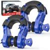 Nilight Heavy Duty Mega D-Ring Shackles(2 Pack) w/ 7/8″ Screw Pin & isolators, 68,000 lb Break Strength(17,000 lb WLL), Forged Steel Off-Road Recovery Shackles for Tow Strap & Winch Gear, White(Blue 3/4″ 31 Ton 2 Pack)